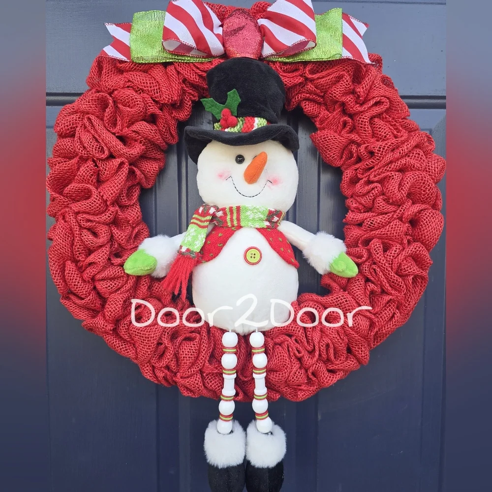 Cheerful Snowman Holiday Wreath by